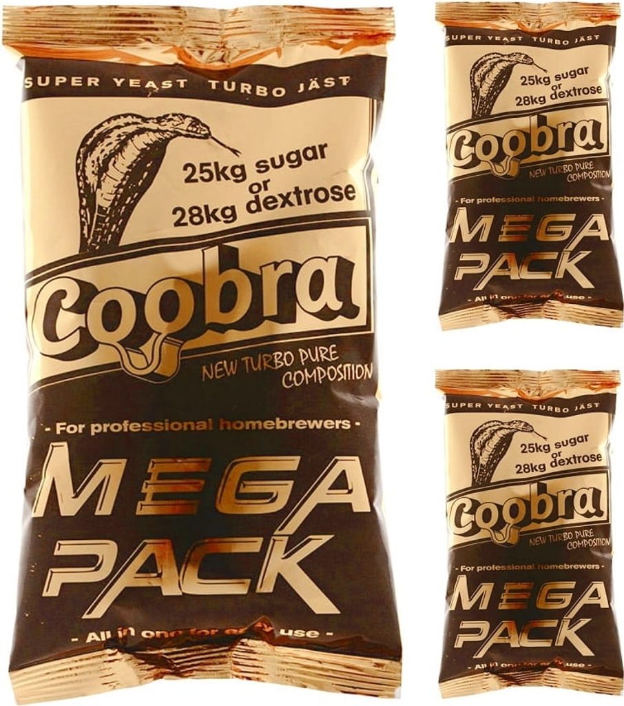 HUGBERT Coobra Mega Pack 100L Brennhefe Vodka Alkohol Gärhefe Hefe Schnaps Destillation, 3 Stück