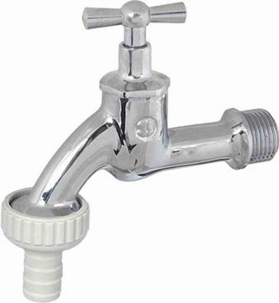 Js Auslaufventil Mit Schlauchver. Knebel-Oberteil,1",Poliert Chrom