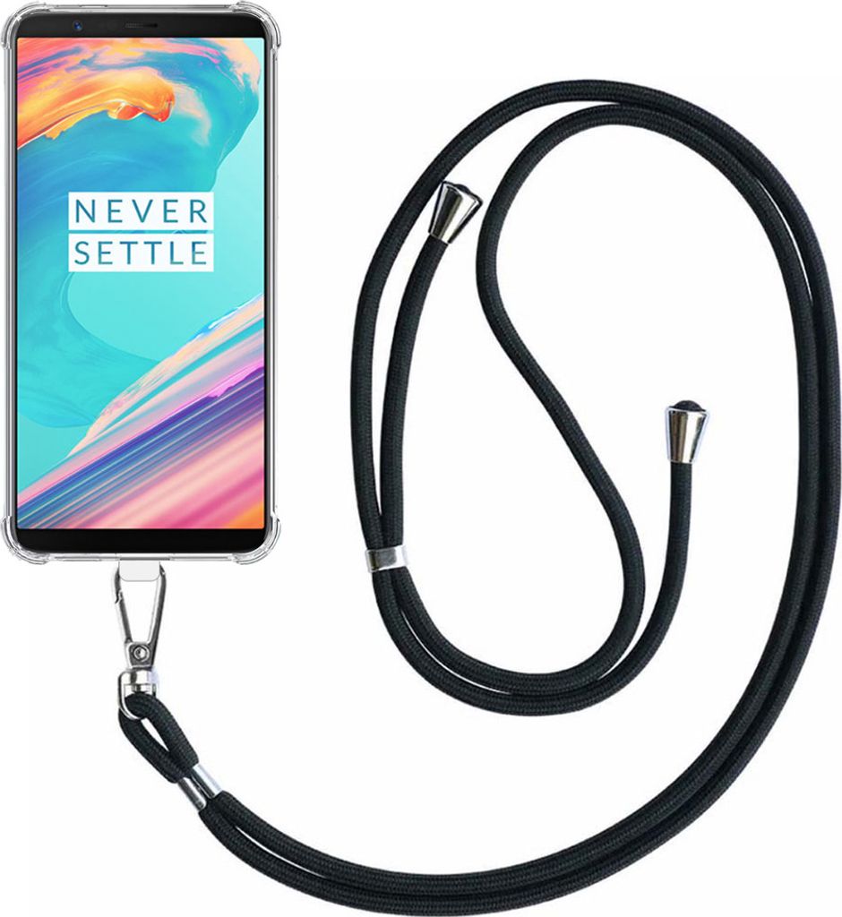 Telefon Fall geeignet für OnePlus 5T Transparent ShockProof mit abnehmbaren Universal Telefon Lanyard - Abdeckung Fall Silikon ShockProof mit Lany...