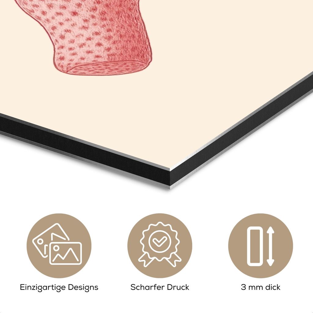 MuchoWow Wanddekoration Metall Metallbild Wandkunst 90x120 cm Koralle - Tupfen - Rosa MuchoWow Aluminium Gemälde - Industrial