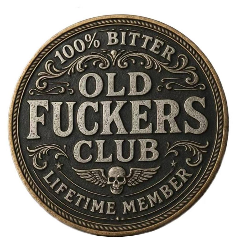 Old F*ckers Club Münze – Retro-Spaßmünze für lebenslanges Mitglied – Herausforderungsmünze – Rebellisches Sammlerstück – Witziges Ges...