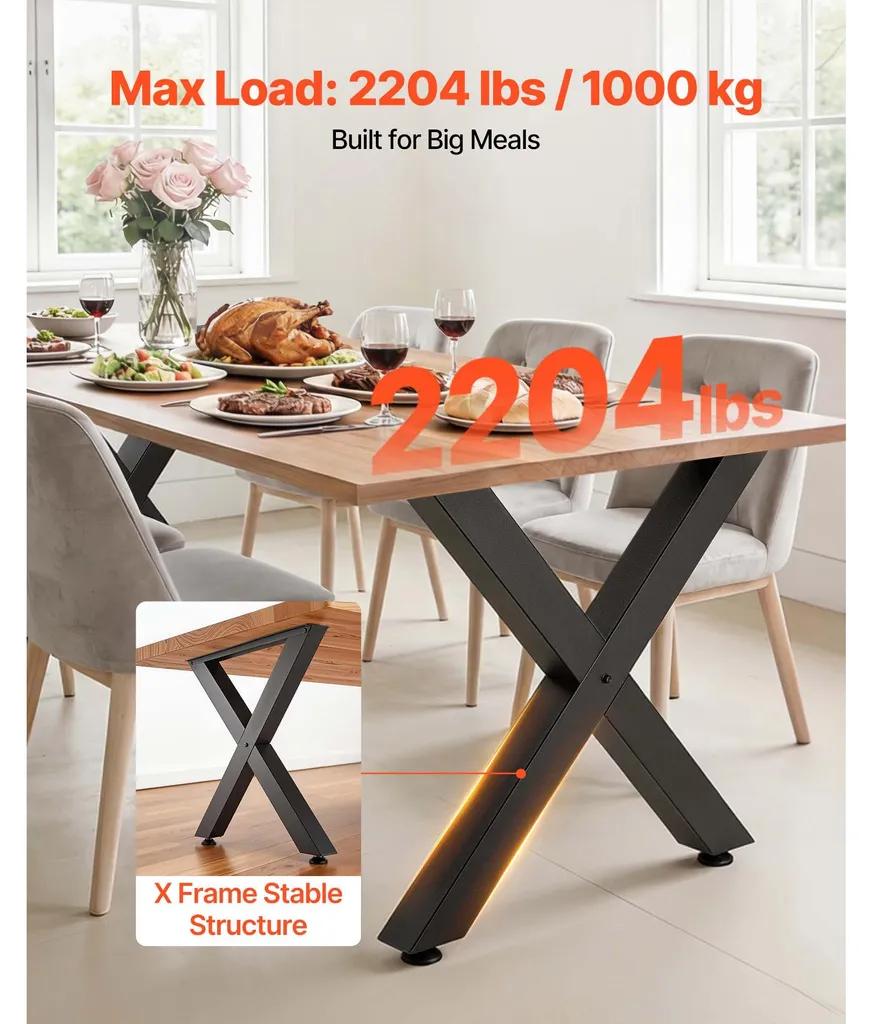 Pieds de Table pour Bureau et Salon Style Industriel en Acier 2 PCS - 2