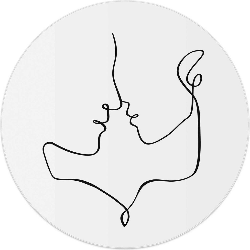 Wandbild - Schwarz - Weiß - Ø 50 cm - Love Lines