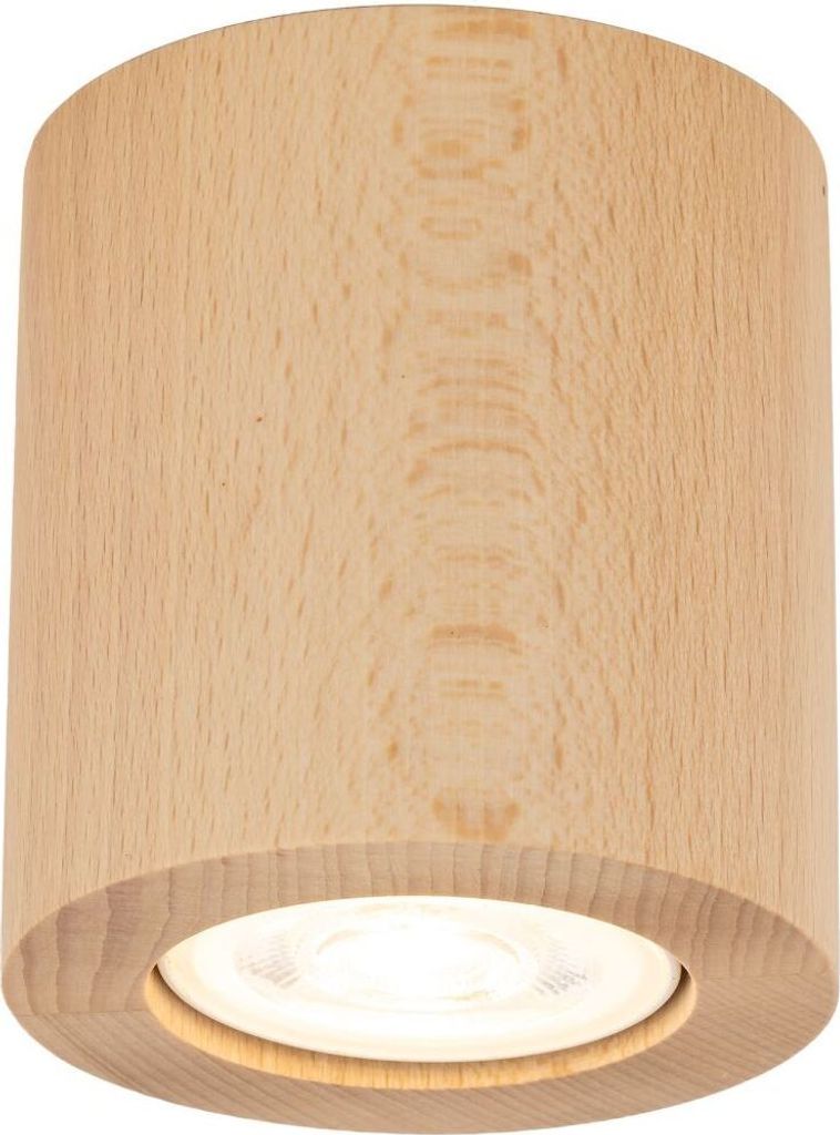 Deckenspot Metall Holz rund Ø 8 cm Aufputz Buche GU10 Modern Spot Lampe Decke Deckenleuchte