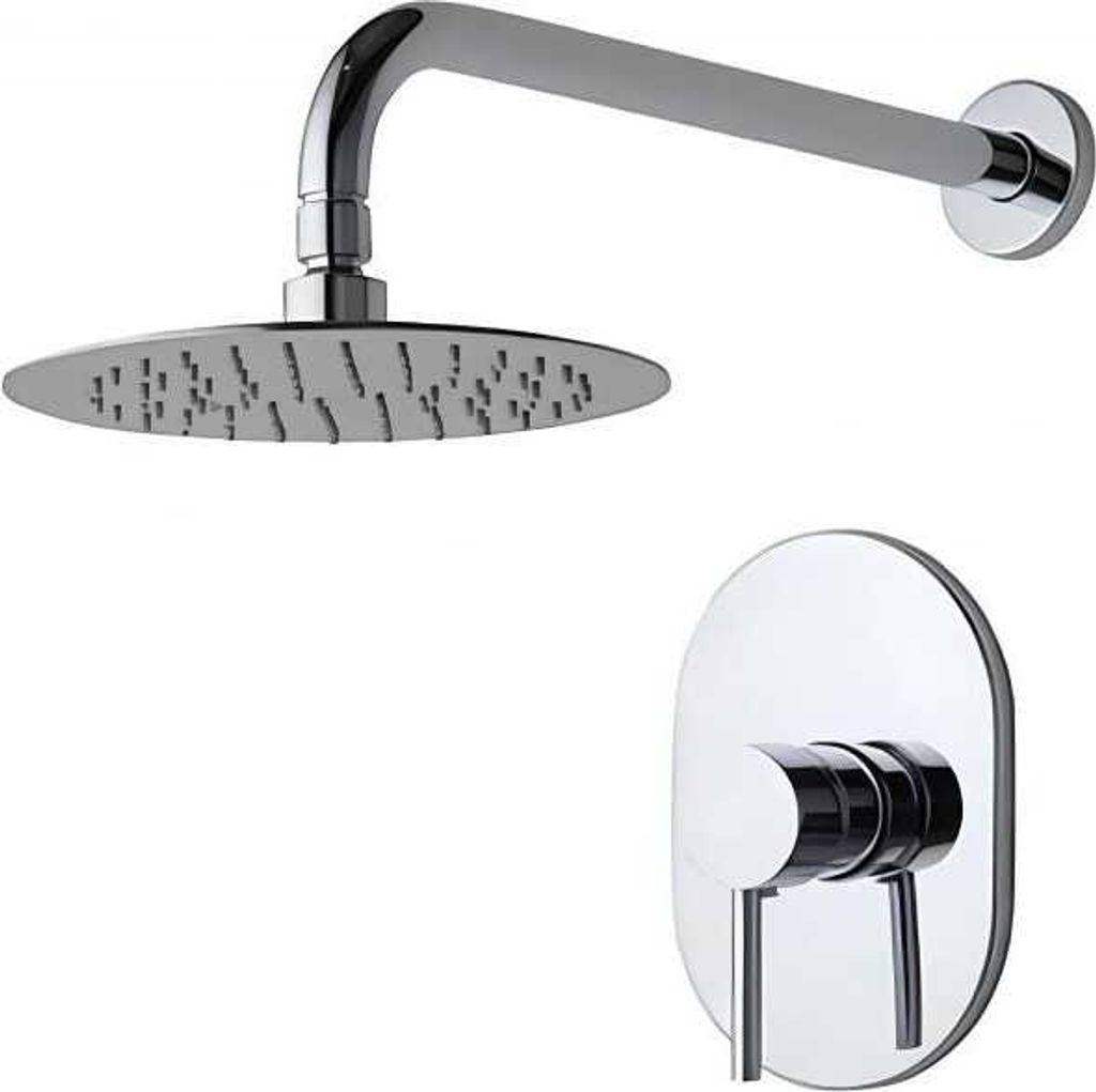 Rundes Duschkopf-Set mit Brausekopf, Wandarm und Armatur, Unterputzmontage