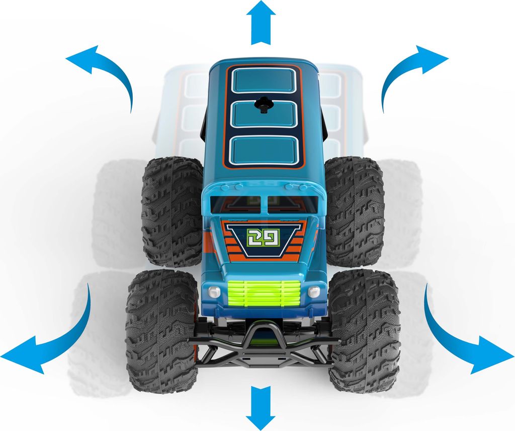 Northpoint Ferngesteuerte Autos Monstertruck Bus Lila Spielzeug LED Licht echter Rauch Fernbedienung aufladbarem Akku wechselbare Cover