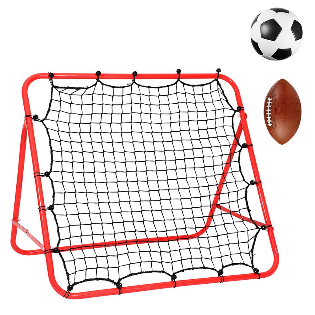 TolleTour Fußball Rebounder Netz Sports Kickback für Übungen Fußballschuss 103 x 100 x 72 cm Rot 5 Verstellbare Stufen