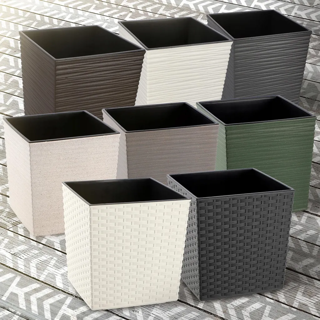 Cache-pot graphite 30cm résistant avec insert de plantation intégré - 6