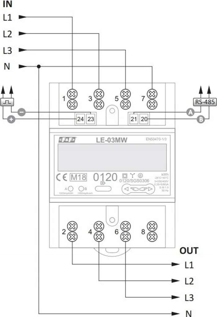 Compteur de sous-comptage triphasé certifié MID pour tableau électrique - 13