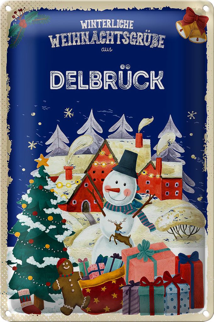 Blechschild Weihnachtsgrüße DELBRÜCK 40x30cm