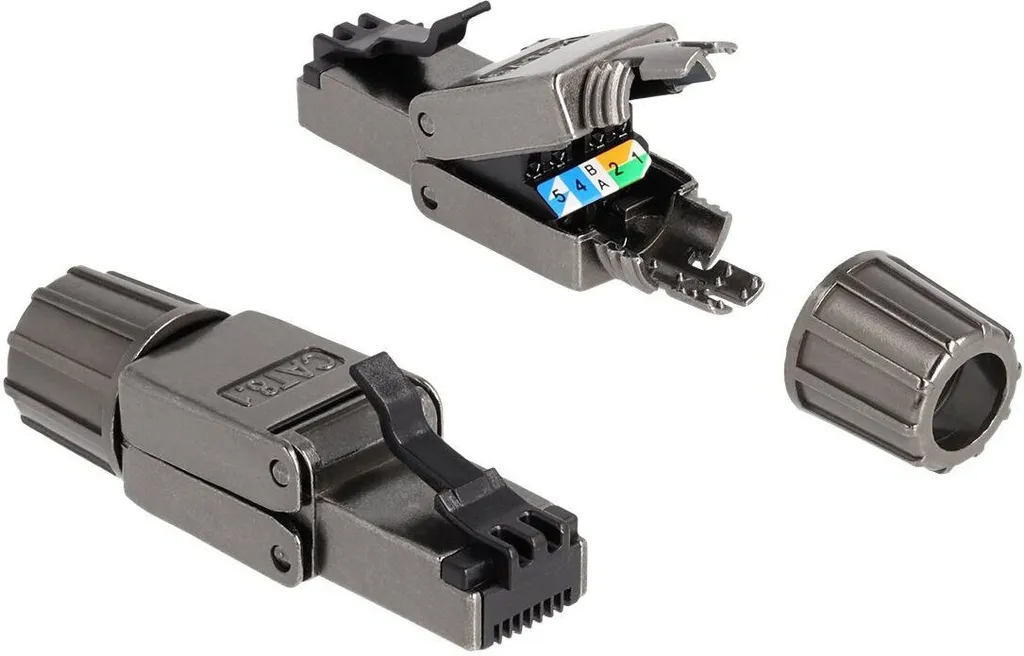 Réparer câble réseau sans outil avec fiche RJ45 Cat.8.1 STP Delock