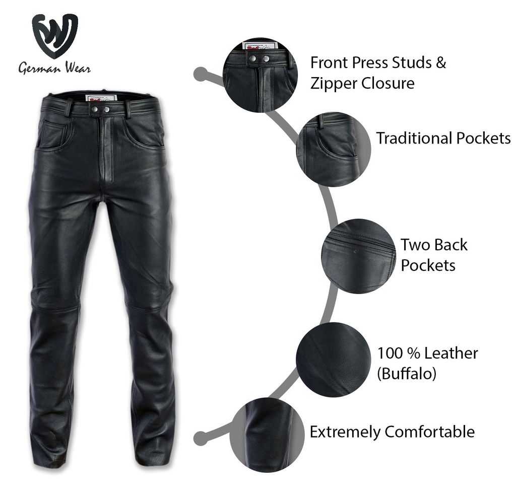 Herren Lederhose lederjeans bikerjeans jeans hose echtleder Produktbild 