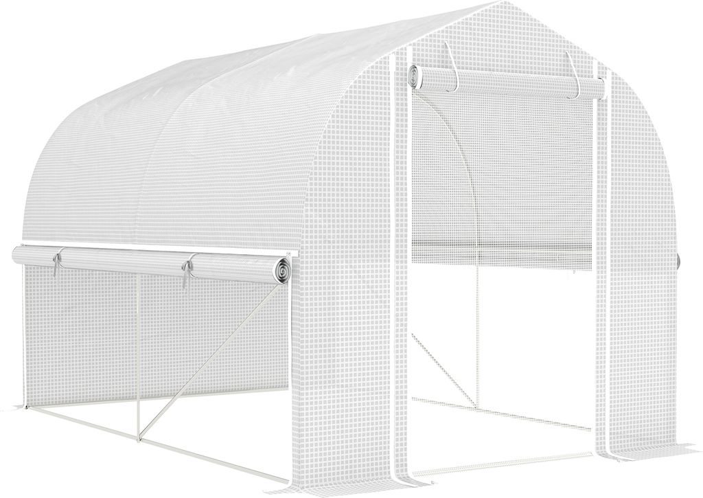 Gewächshaus 3 x 2 x 2 m Foliengewächshaus mit 4 Fenster & Tür, Aufrollbar Seitenwänden, UV-beständiger Folientunnel Tomatenhaus