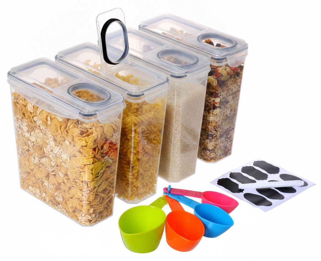Set di 4 contenitori ermetici Relaxdays, con coperchio, Immagine del prodotto 