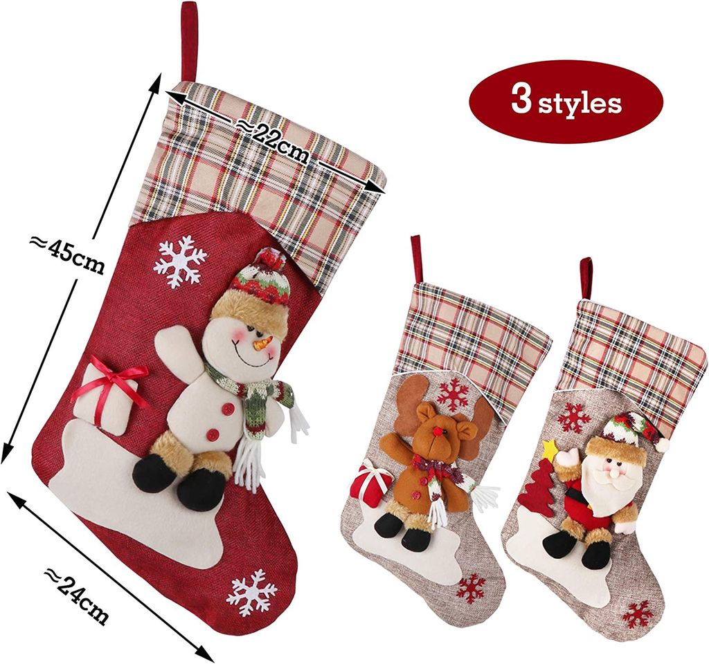 Produktbild von SALADOCY Nikolausstrumpf Kinder 3er Set, Nikolausstrumpf Nikolaus Strumpf Zum Befüllen