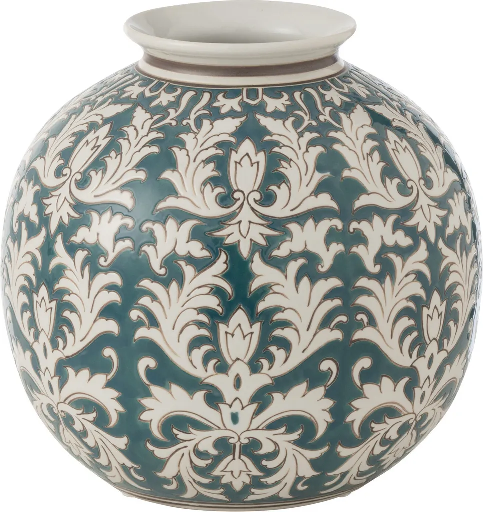 Vase Victoria J-Line rond en porcelaine vert et blanc décoratif 25cm