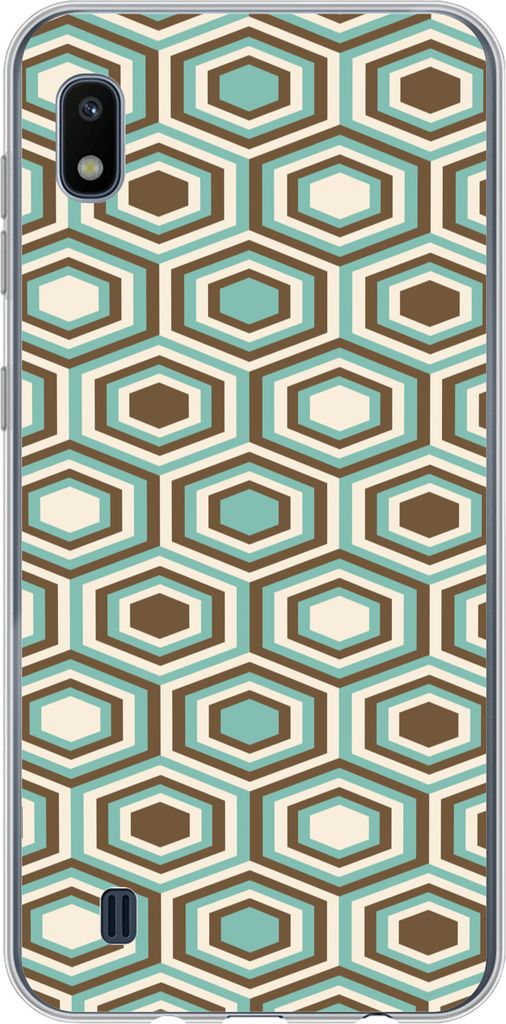 MuchoWow Handyhülle Schutzhülle Hülle für Telefoonhoesje Samsung Galaxy A10 Retro - Honigwabe - Blau - Braun Silikon Softcase Handy Hülle - ...