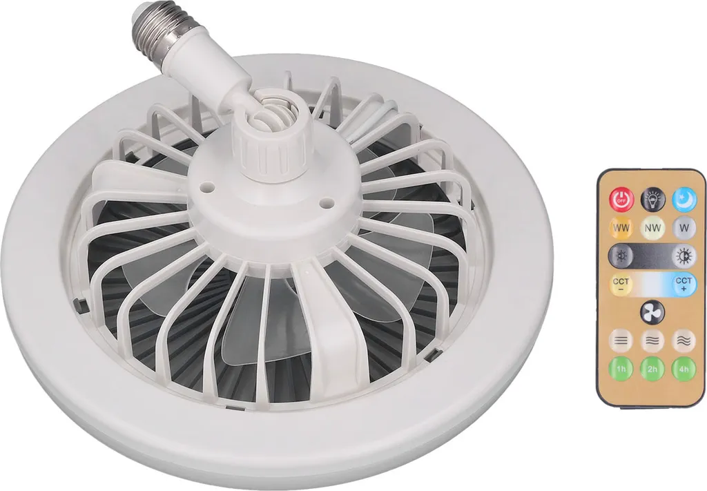 Mini Ventilatore da Soffitto E27 con Telecomando e Luce LED 30W - 2