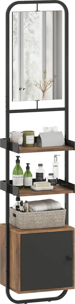 Organisateur Salle de Bain Étroit pour Petit Espace avec Miroir Noir