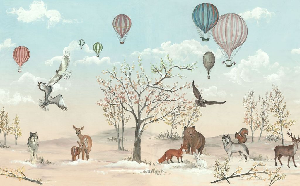 Komar Fototapete Heißluftballons Blau und Beige - 612807 - 4,50 x 2,80 m