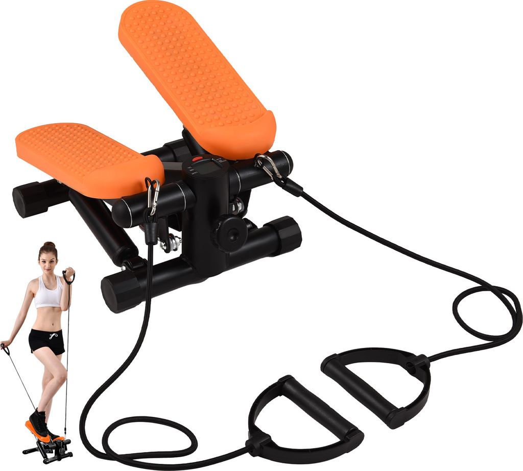 Lixada Swing Stepper, Mini-Stepper für Übungen zu Hause mit Widerstandsbändern, Kapazität 100 kg, Treppenstepper, Ganzheitliches Schulung