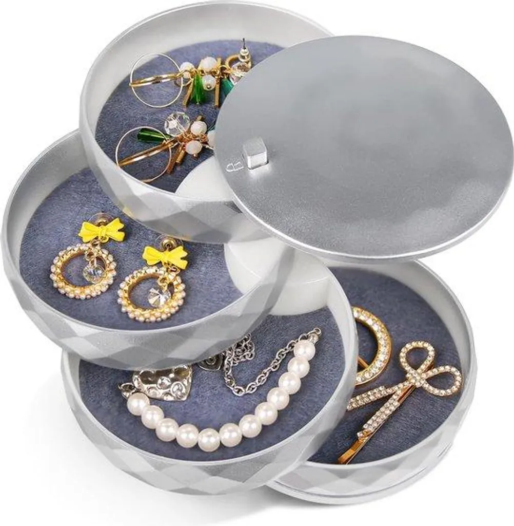 Boîte à bijoux de coiffeuse rotative 4 étages rangement colliers