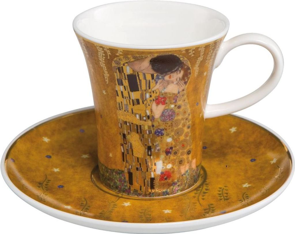 2x Gustav Klimt Espressotassen Adele Bloch-Bauer + Der Kuss Goebel Porzellan