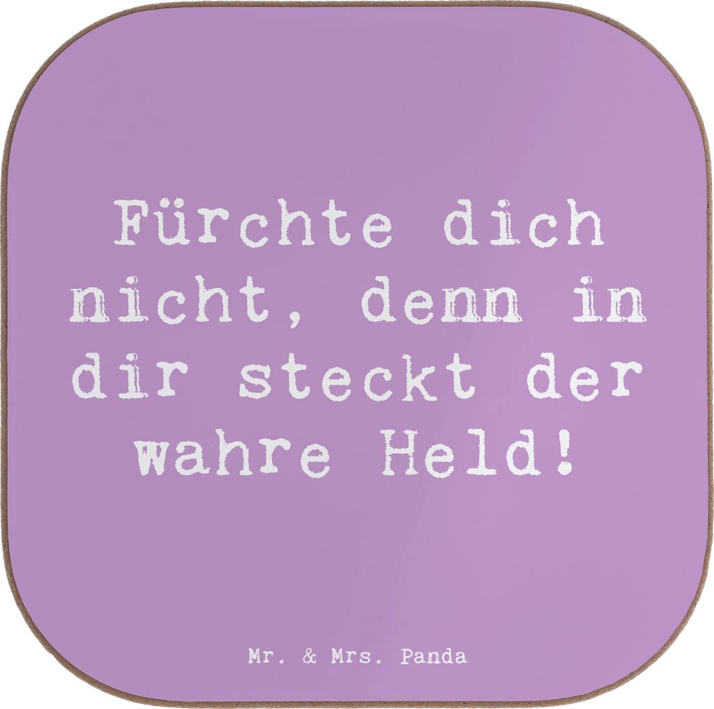 Mr. & Mrs. Panda Untersetzer für Gläser Spruch Ängste vor Monstern besiegen - Lavendeltraum - Geschenk, Schutz, Tischuntersetzer, Stärke, Selbs...