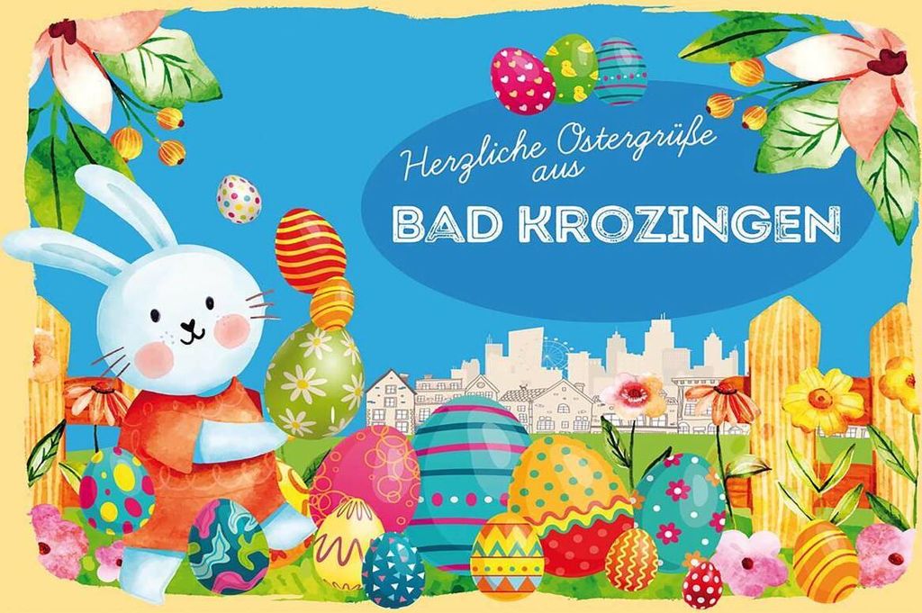 vianmo Holzschild 12x18 cm Ostergrüße BAD KROZINGEN