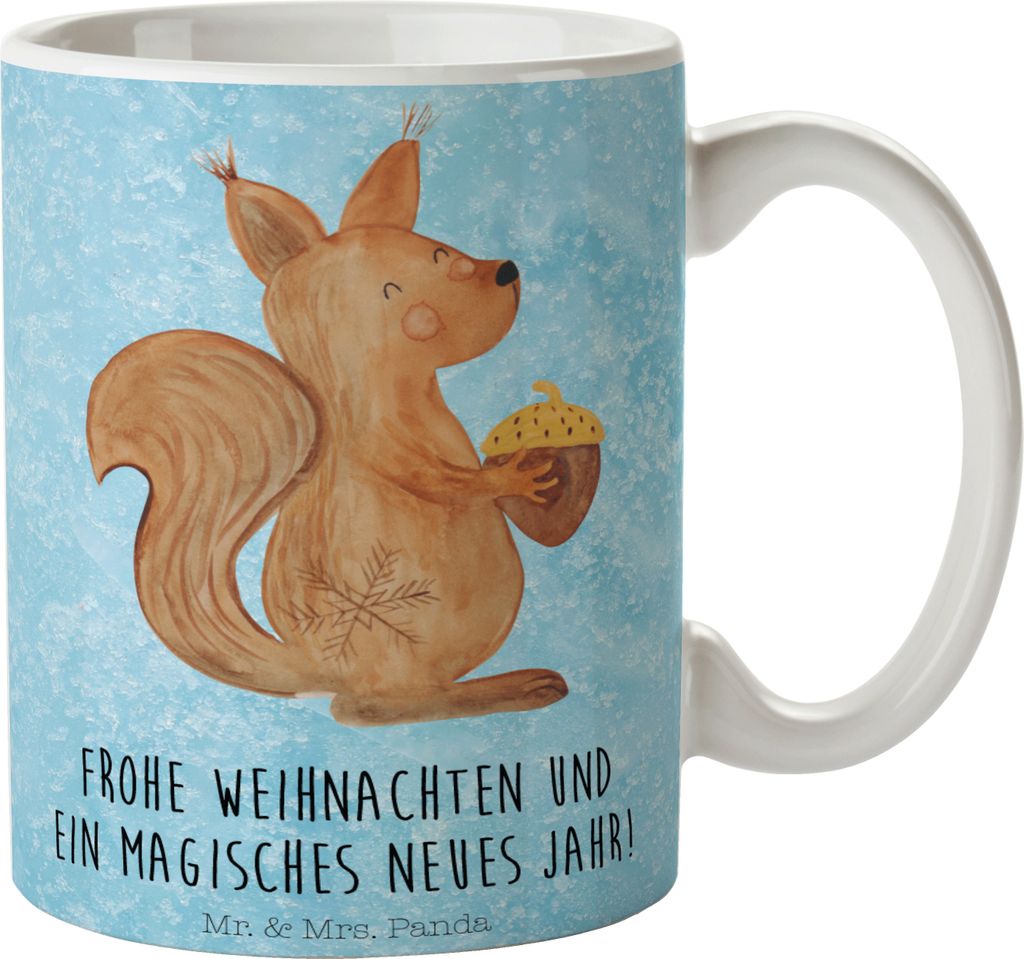 Mr. & Mrs. Panda Becher Eichhörnchen Weihnachtszeit - Eisblau - Geschenk, Weihnachten, Neujahr, Kaffeetasse, Trinkbecher, Keramiktasse, Tasse, Kaf...