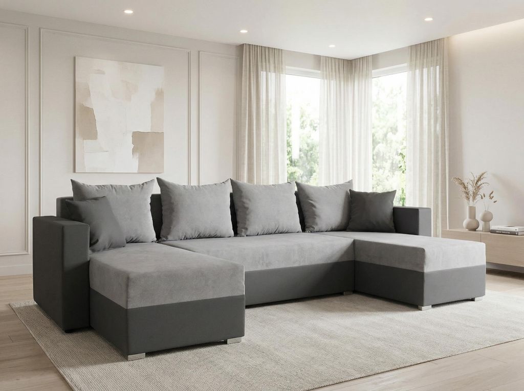 Wohnlandschaft mit Schlaffunktion Beno - U-Form Couch, Produktbild 