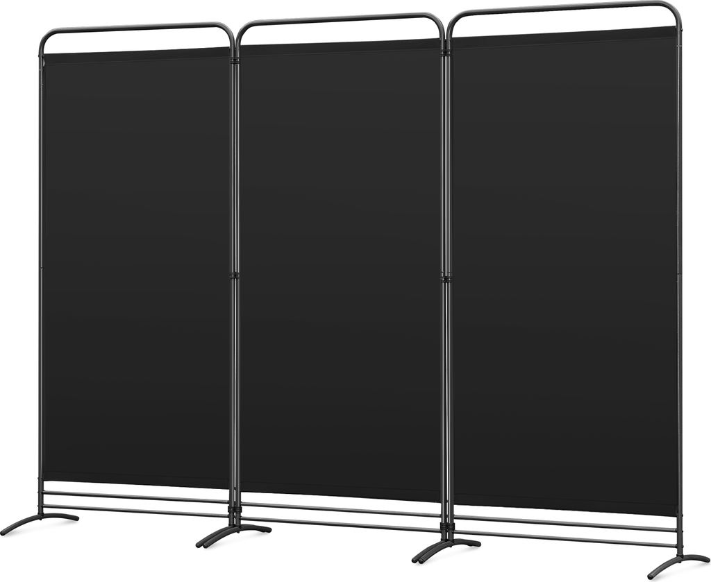 Angel Living Paravent 3 Teilig 243 x 180 cm Stoff Raumteiler Trennwand Balkon Sichtschutz Stellwand Faltbar Schwarz