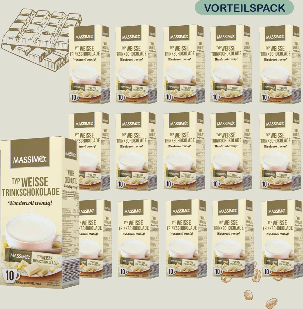 Massimo Weiße Trinkschokolade 16 Schachtel x 10 Sticks á Produktbild 
