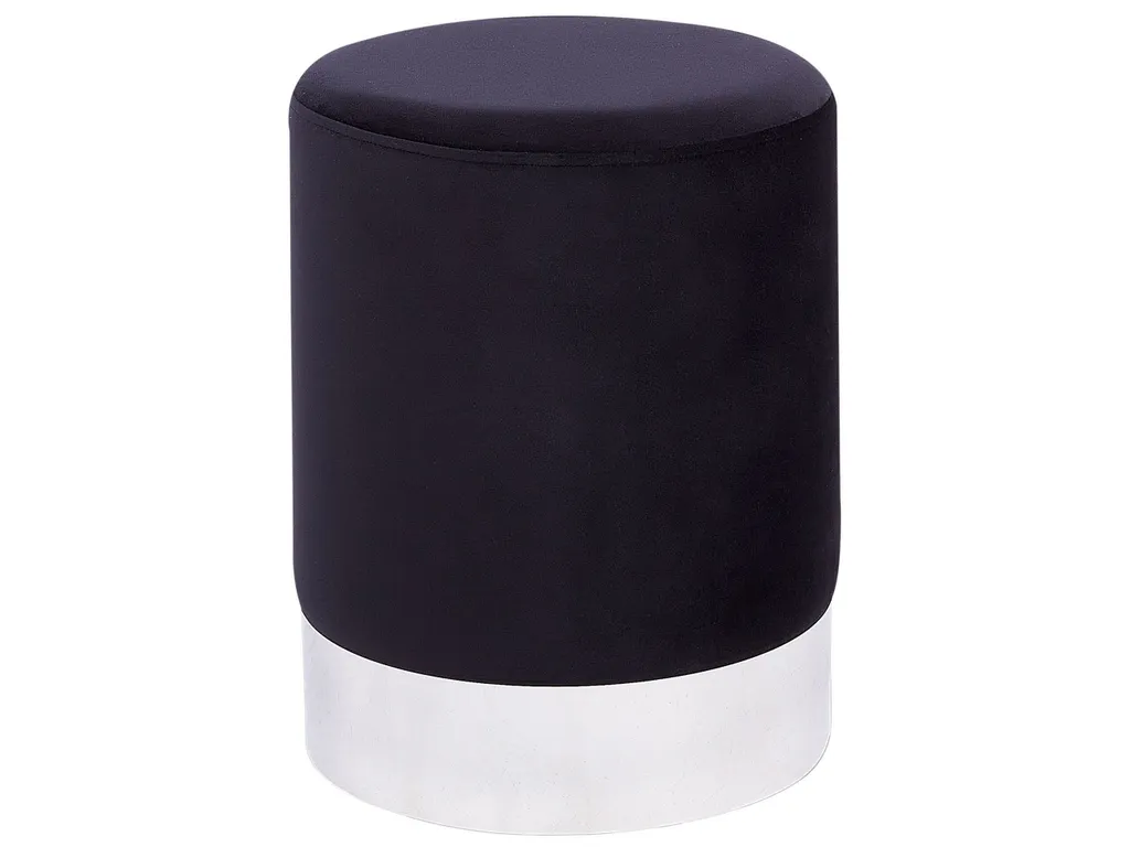 BELIANI Tabouret Noir en Velours Rembourré avec Détail Argent Glamour