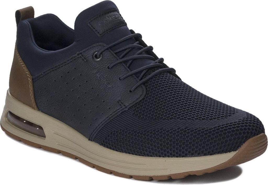 Rieker Herren Slipper mit Stretchsenkel blau mit brauner Produktbild 