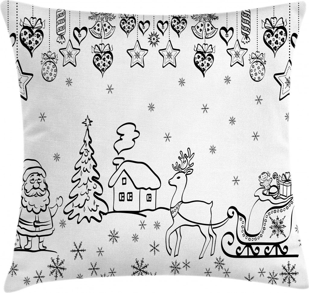 ABAKUHAUS Weihnachten Kissenbezug, Baum Rentier Santa, Waschbar mit Reißverschluss Kissenhülle mit Farbfesten Klaren Farben Beidseitiger Druck, 4...