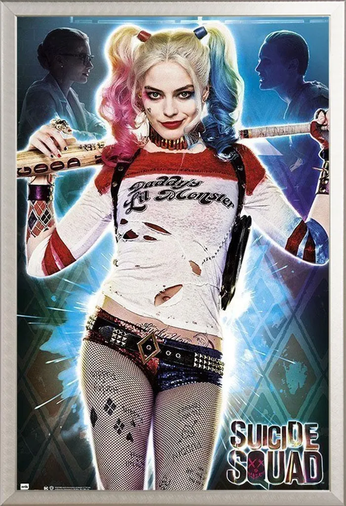 Poster Suicide Squad Harley Quinn Shinsuke avec Cadre Argenté 61x91cm