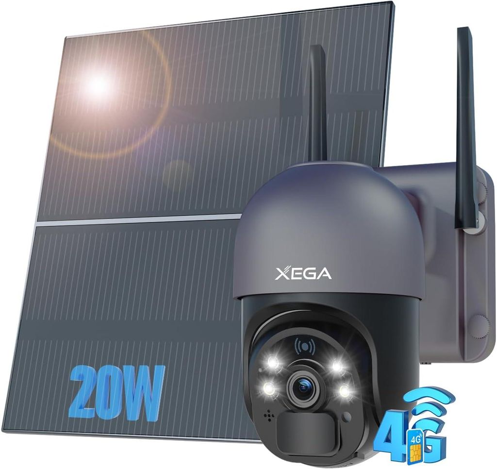 Xega 4G LTE Überwachungskamera SIM -Karte Outdoor, 20 W Produktbild 