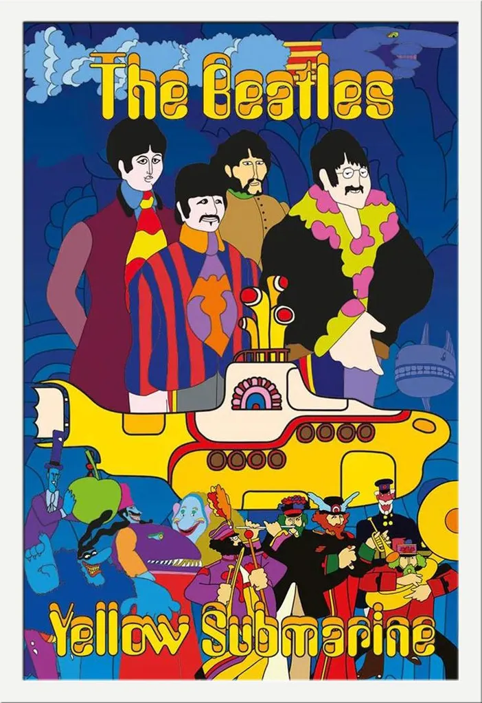 Idea Regalo Beatles: Poster Yellow Submarine Incorniciato Shinsuke MDF