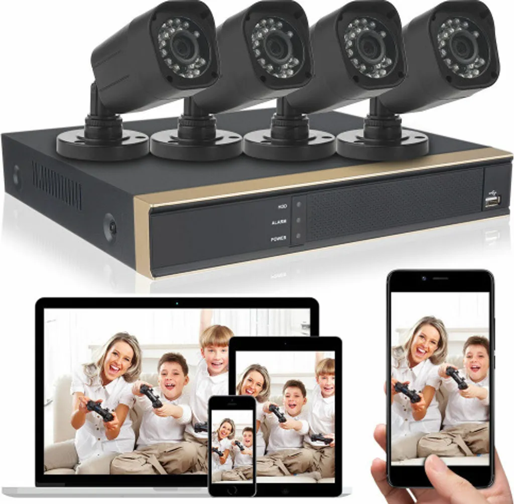 Kit sécurité maison anti intrusion avec 4 caméras HD et DVR fixe