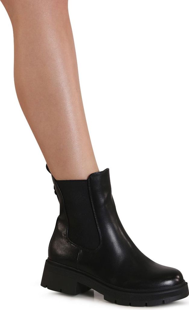 topschuhe24 3203 Damen Plateau Stiefeletten Chelsea Boots , Farbe:Schwarz, Größe:39 EU