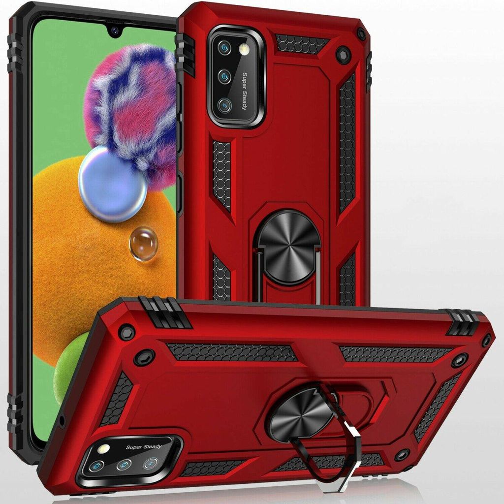 Slim Case mit 360 Grad Ring Ständer Schutzhülle Kickstand Handyhülle Magnetische Autohalterung kompatibel mit Samsung Galaxy S22 Rot