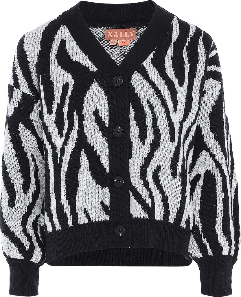 NALLY damen pullover - weiss schwarz, M/L