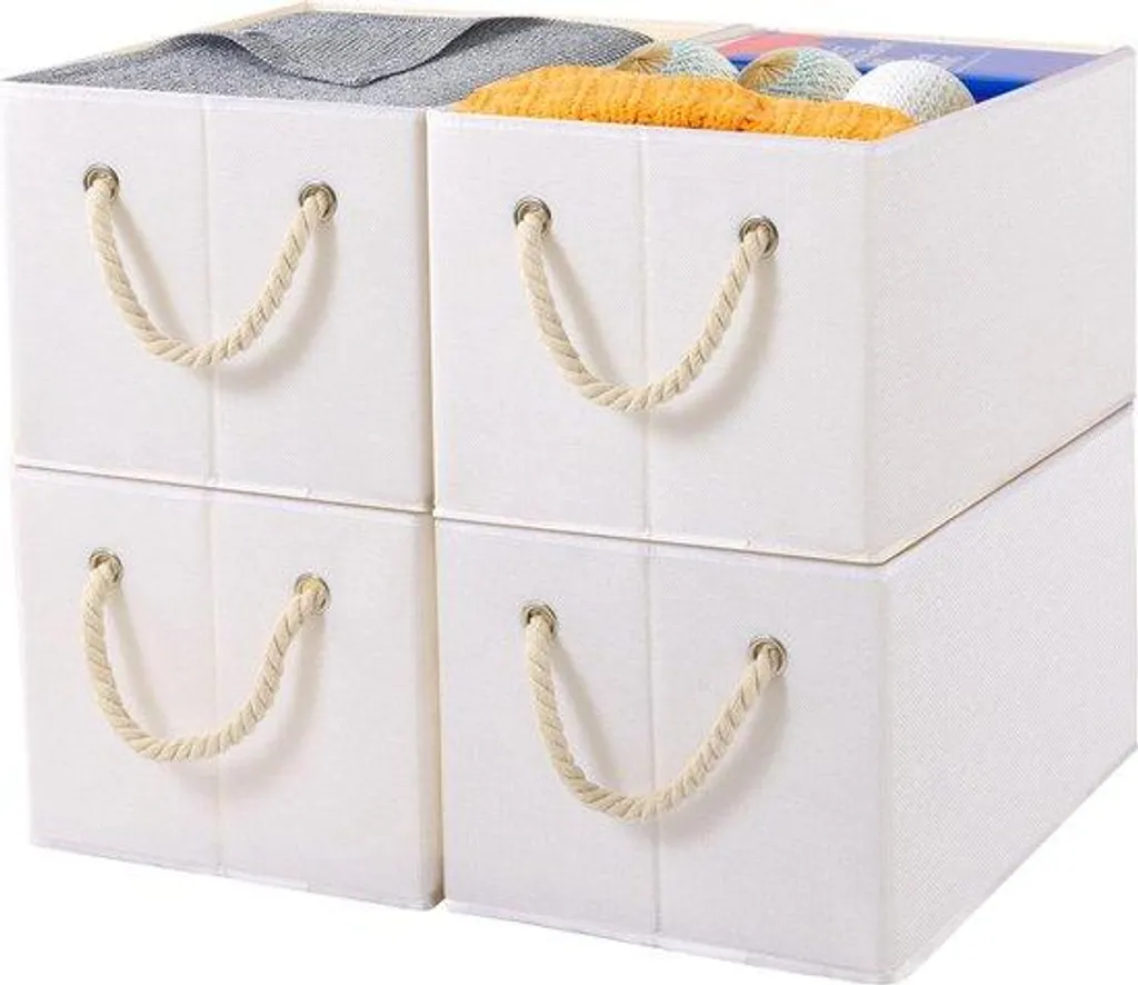 Boîtes de rangement blanches pour stopper le désordre sur vos étagères - Lot 4