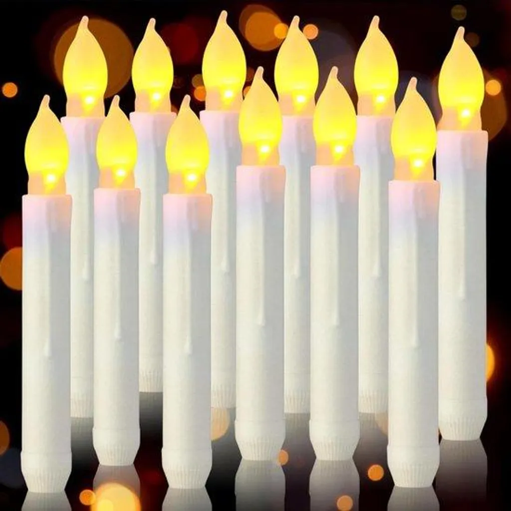 Lot de 12 bougies chauffe-plat à LED flamme vacillante blanc chaud