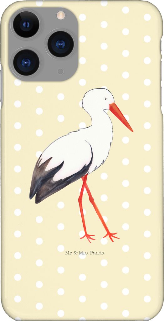 Mr. & Mrs. Panda Iphone 11 Pro Handyhülle Storch - Gelb Pastell - Geschenk, Baby, Geburt, Handy Case, Mütter, Schwanger, Schwangerschaft, Lustige...