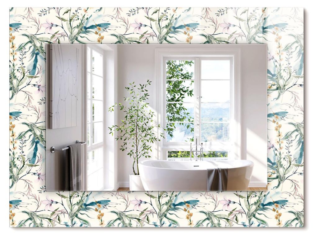 Florales Aquarellmuster – Rechteckiger Spiegel mit Druck Produktbild 