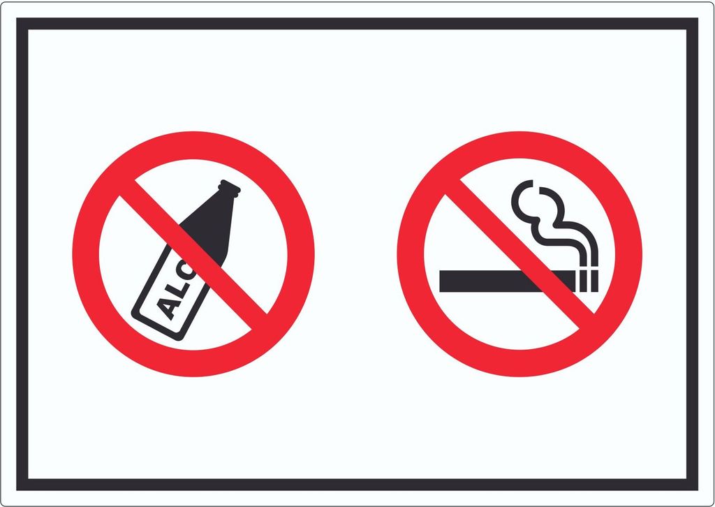 Aufkleber Alkohol Rauchen verboten Symbol A1 (594x841mm)