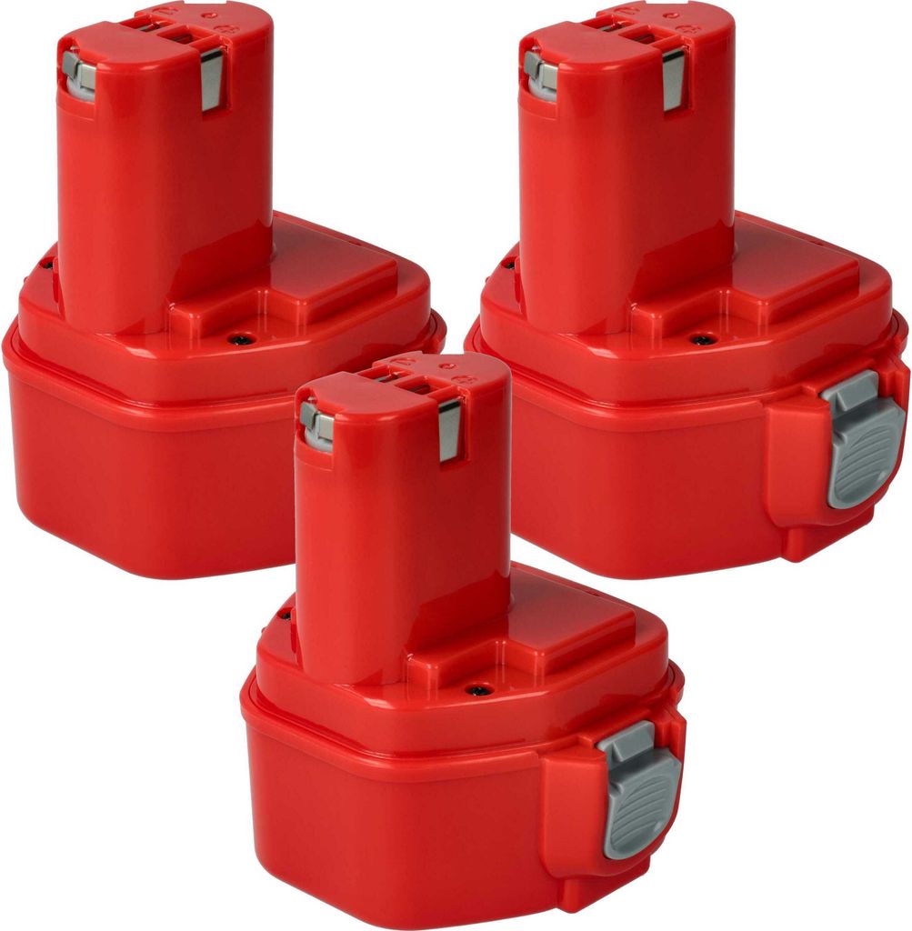 vhbw 3x Akku Ersatz für Makita 192681-5, 1220, 1222, 1235F, 1235, 192536-4, 192597-4, 1233, 1234, 1250, 192598-2 für Werkzeug (3000 mAh, NiMH, 12 V)