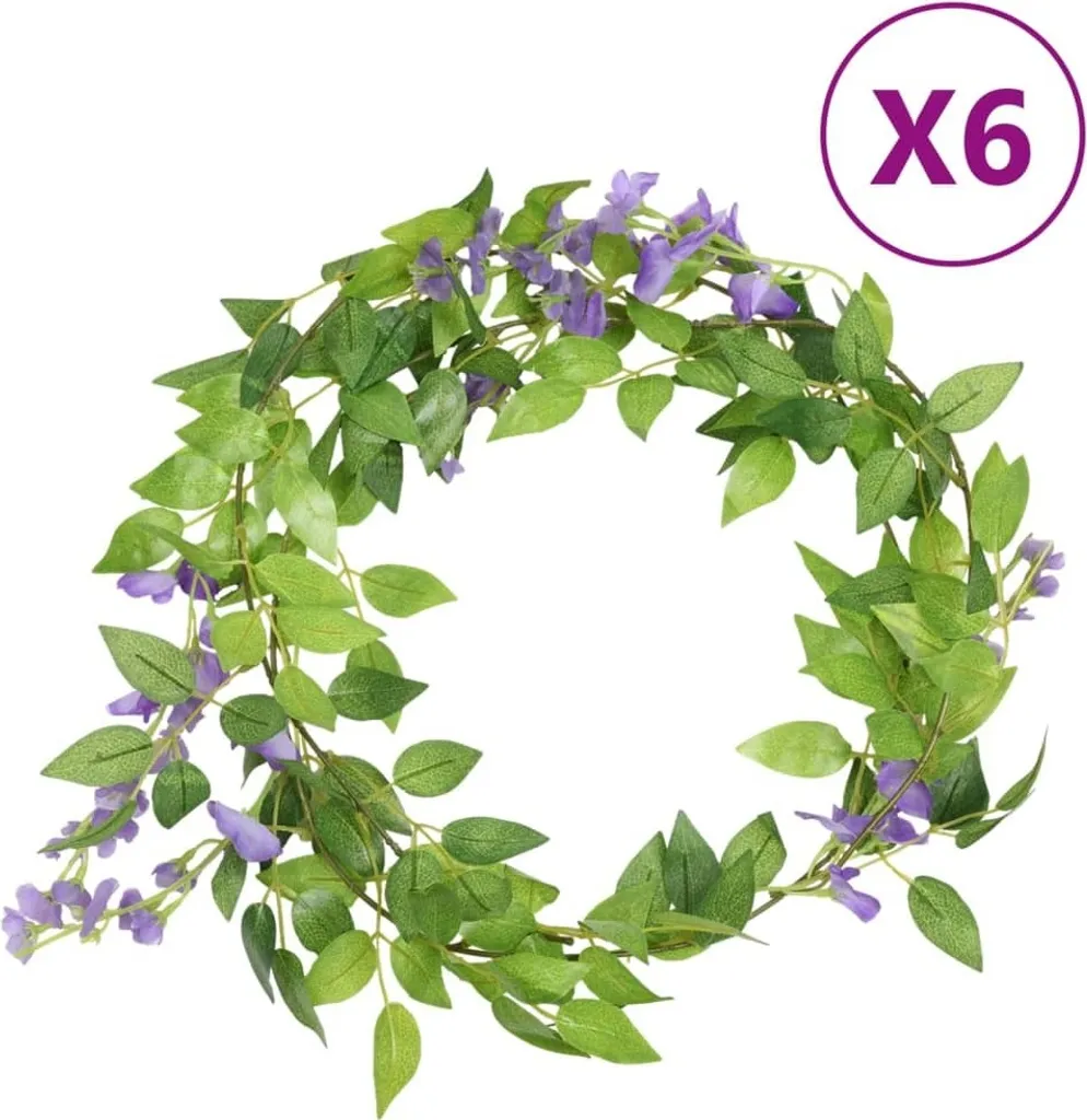 Guirlandes de fleurs violettes 6 pcs 200 cm - Décoration florale glycine